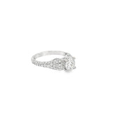 14k White Gold 1.01ct D SI1 Round Center Diamond / 1.32ct F VS2 Round Pave Diamond Ring Certified By GIA #1146572746